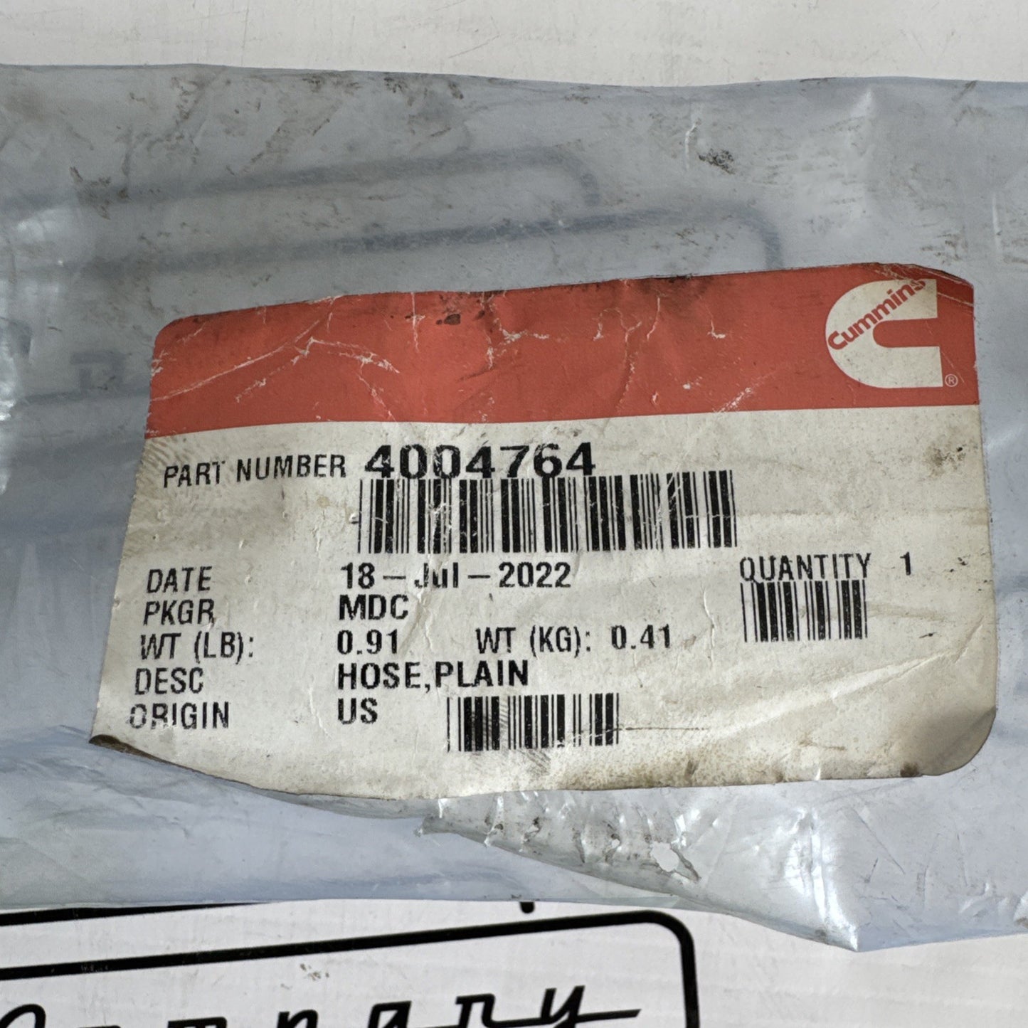 Genuine 4004764 Multi Purpose Hose Plain for Cummins