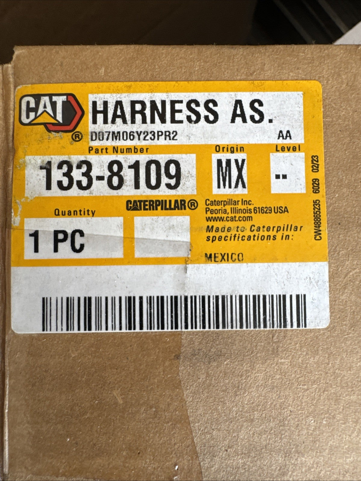 Genuine CAT 133-8109: Electronic Unit Injector Wiring Harness New OEM