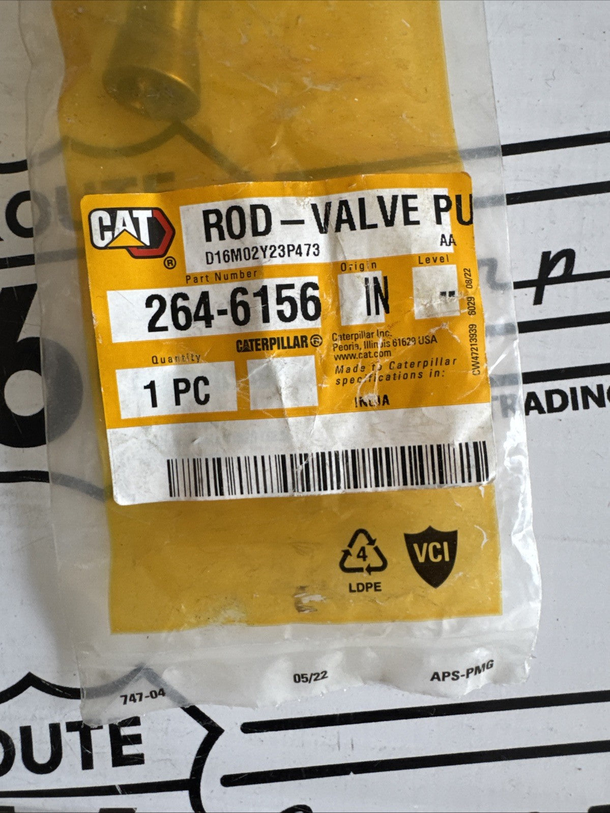 Genuine CAT 264-6156: 243mm Length Hollow Valve Push Rod New OEM