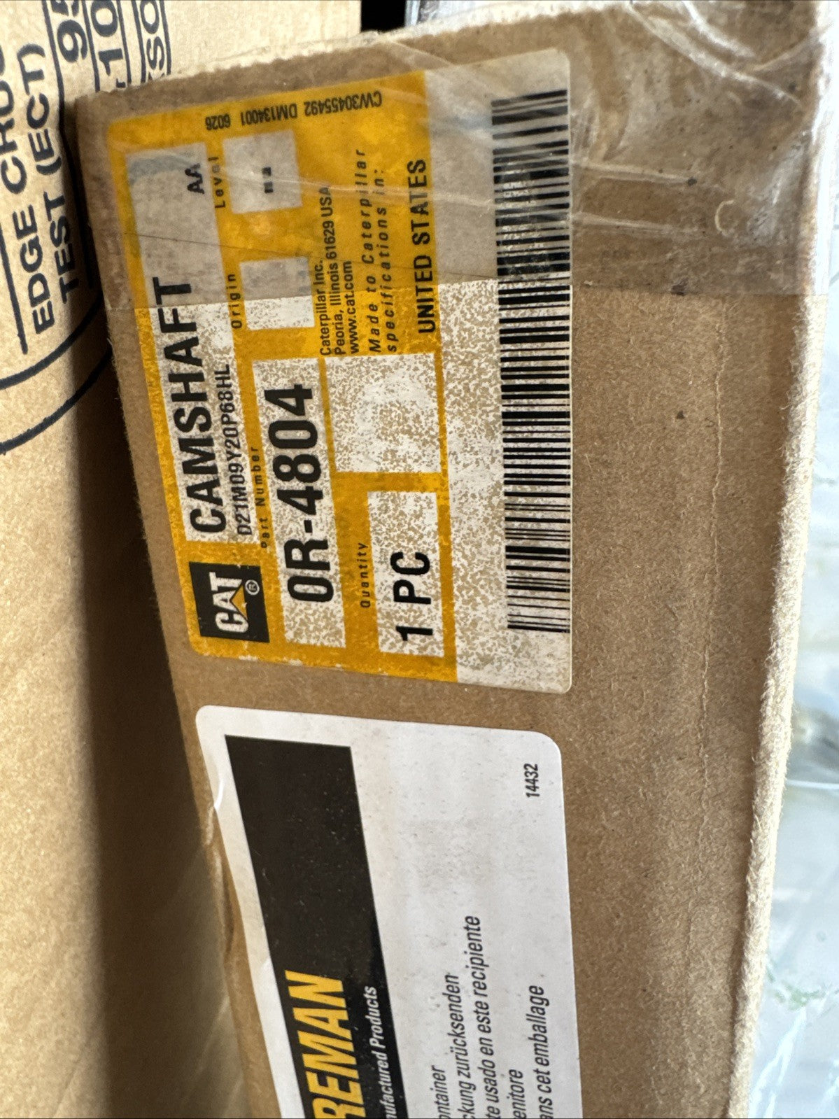 Genuine CAT Reman 0R-4804: Cat® 3306 RF Reman Camshaft