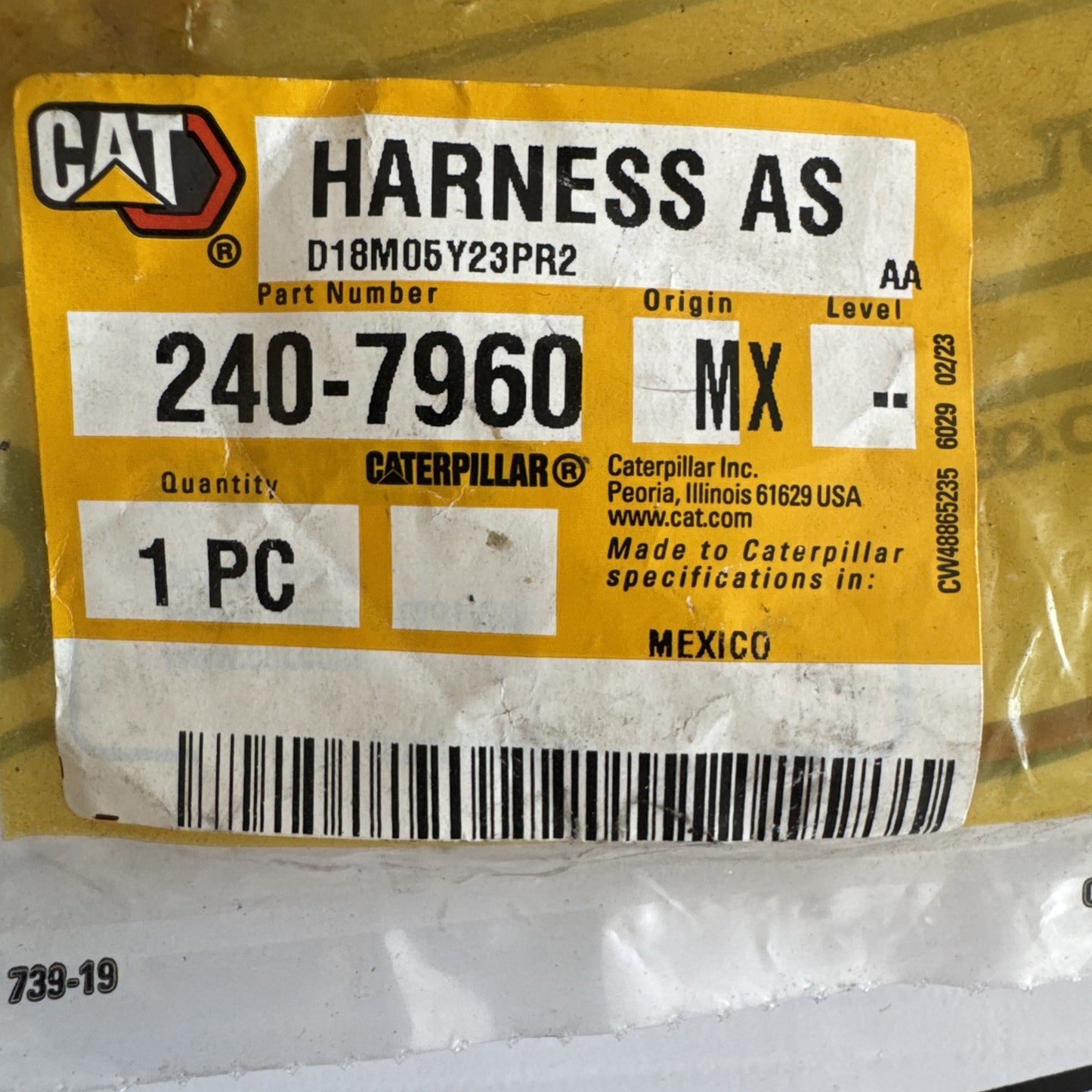 CAT 240-7960 16 AWG Wiring Harness for Engine Brake Actuator and Variable Valve 