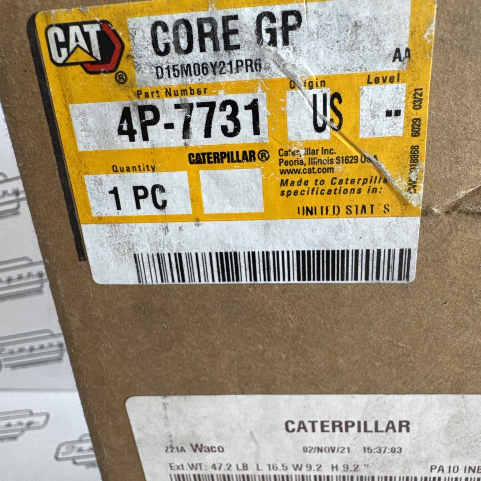Genuine CAT 4P-7731: Transmission Oil Cooler Core 