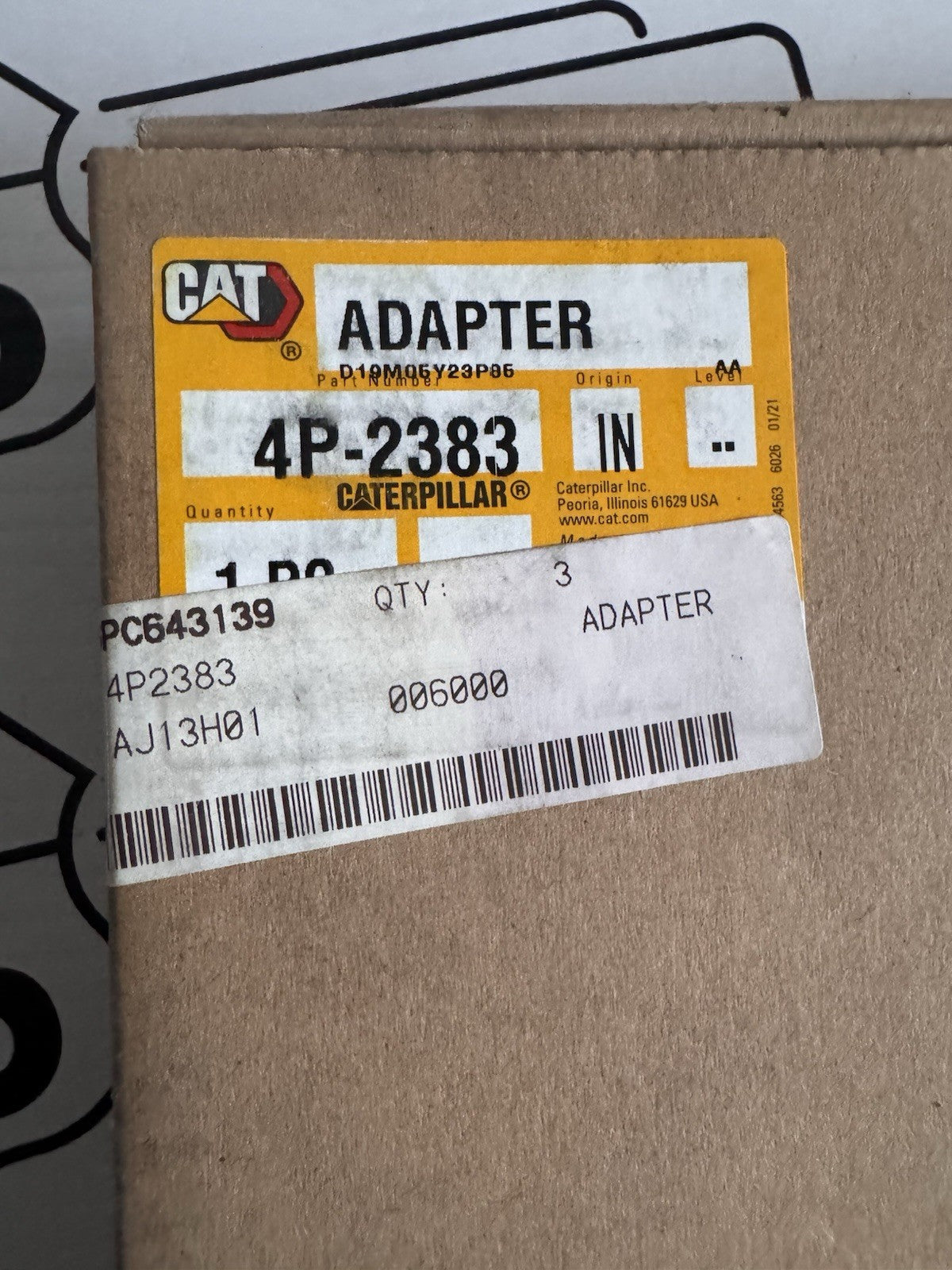 Caterpillar Cat 3406B 3406C Cooling Water Pump Inlet Adapter 4P-2383